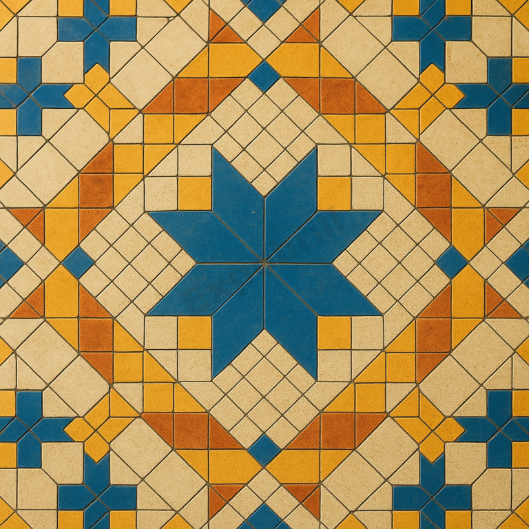 Mosaico de azulejos con diseño de estrella