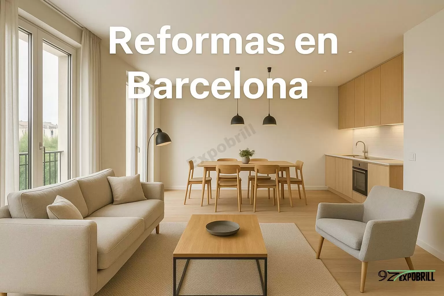 Reforma integral en Maresme de salón comedor luminoso con estilo nórdico