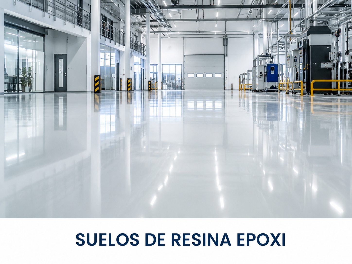 Nau industrial amb terra de resina epoxi brillant de color gris aplicat per Expobrill