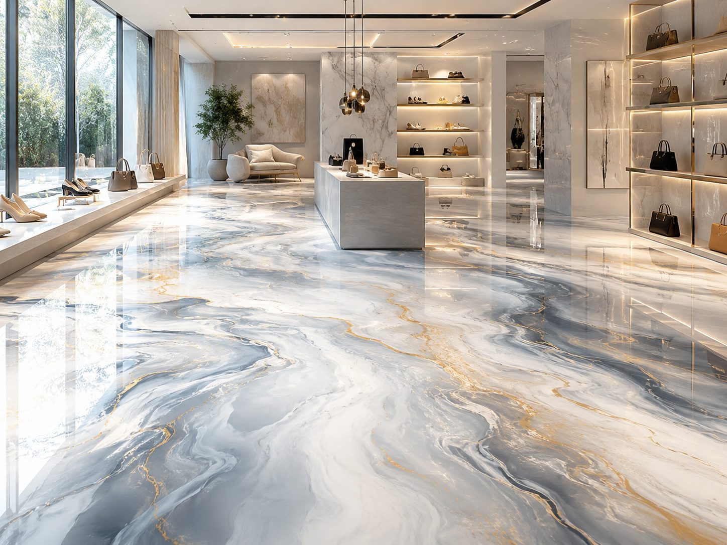 Terra epoxi decoratiu efecte marbre de luxe amb vetes marcades