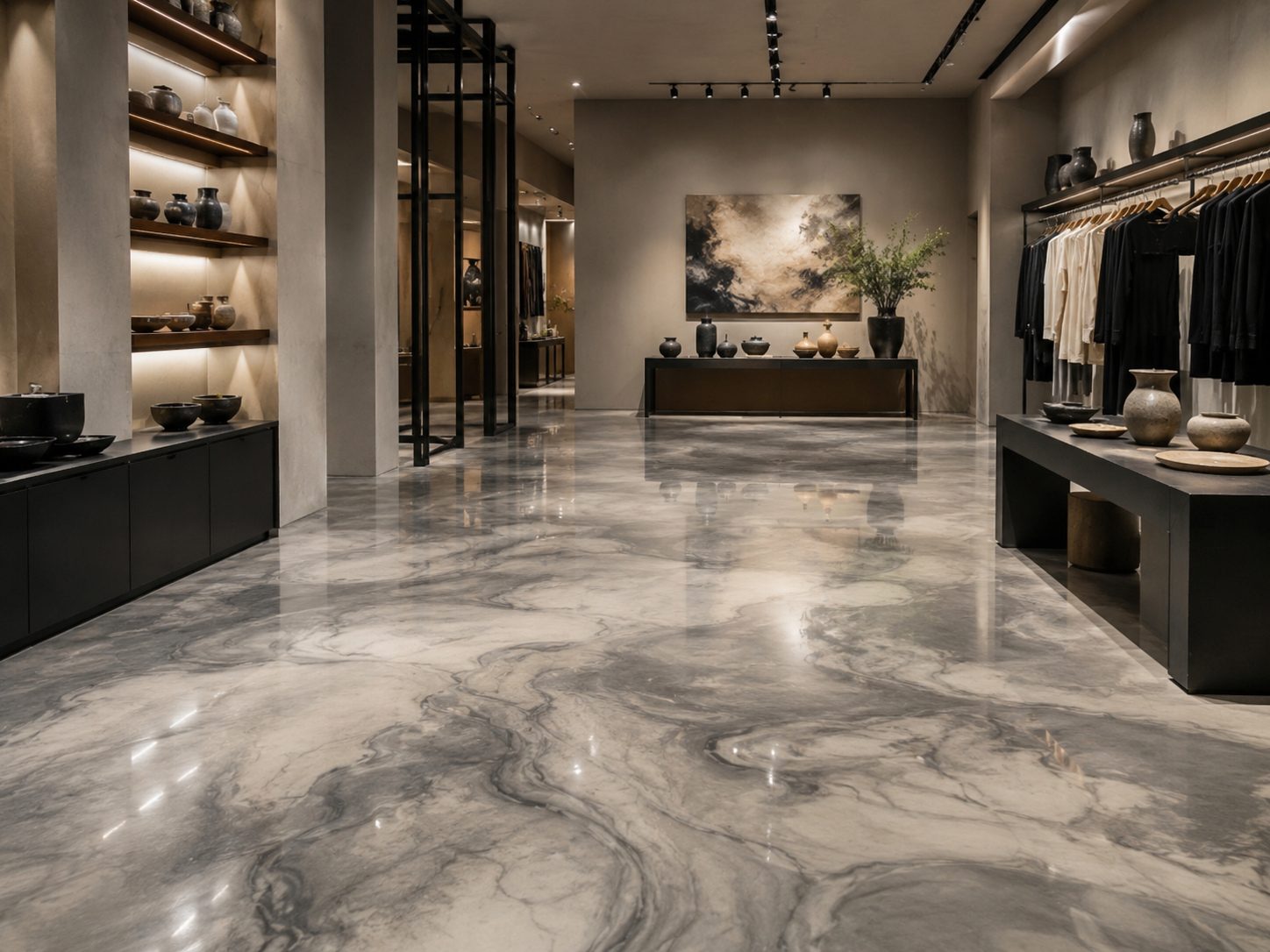 Terra epoxi decoratiu efecte pedra natural en boutique de disseny